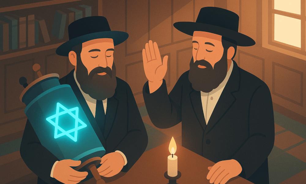 Illustration comparing the roles and definitions of a Rebbe versus a Rabbi in Judaism, highlighting their differences and responsibilities.
