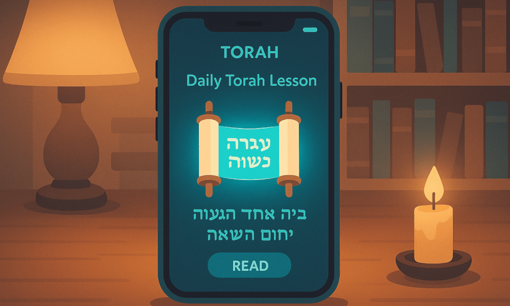 An illustration of an AI Rabbi app, showcasing a digital religious advisor utilizing advanced AI technology for smart Torah study and virtual rabbi assistance.