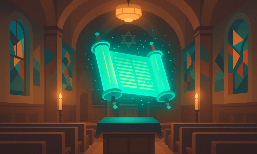 An AI dvar Torah writer showcasing a digital writing assistant interface designed for creating automated Jewish sermons and Torah commentaries.