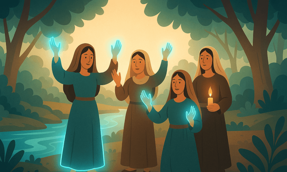 Illustration of the Torah foremothers, highlighting the significant roles of Sarah, Rebecca, Rachel, and Leah in Jewish tradition and their impact as matriarchs.